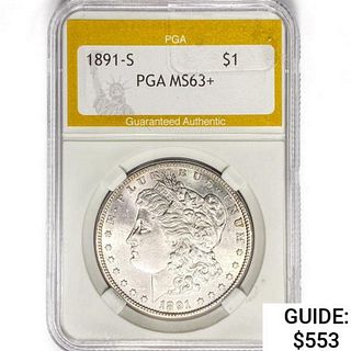 1891-S Morgan Silver Dollar PGA MS63+ 