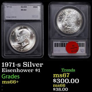 1971-s Silver Eisenhower Dollar 1 Graded ms66+ By SEGS