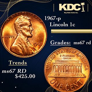 1967-p Lincoln Cent 1c Grades GEM++ Unc RD
