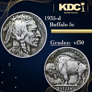 1935-d Buffalo Nickel 5c Grades vf++