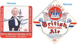 1944 British Special Ale/Cincinnati Cream Beer 4½ Inch ON-BRIT-5 Windsor Canada
