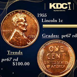 Proof 1955 Lincoln Cent 1c Grades Gem++ Proof Red