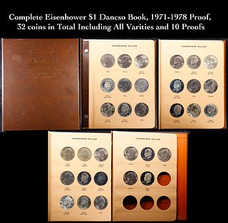 Complete Eisenhower $1 Dancso Book, 1971-1978 Proof, 32 coins in Total Including All Varities and 10 Proofs