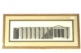 Long Neoclassical Architectural Print w/ Columns