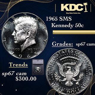 1965 SMS Kennedy Half Dollar 50c Graded sp67 cam By SEGS