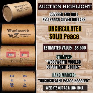 *EXCLUSIVE* Hand Marked "Unc Peace Reserve," x20 coin Covered End Roll! - Huge Vault Hoard  (FC)
