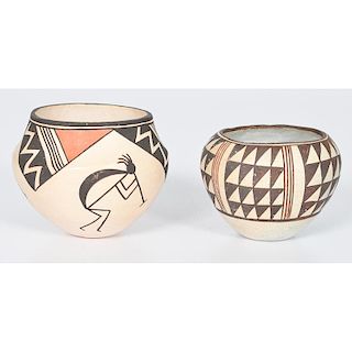 Acoma Pottery Jars by Lucy Lewis (Acoma, 1890-1992) and Marie Chino (Acoma, 1907-1982)