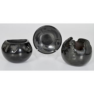 Santa Clara Blackware Pottery by Madeline Tafoya (1912-2002), Teresita Naranjo (1919-1999), and Isabel Pena (b. ca 1881)