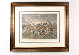 Colored Engraving, "Battle of Waterloo"
