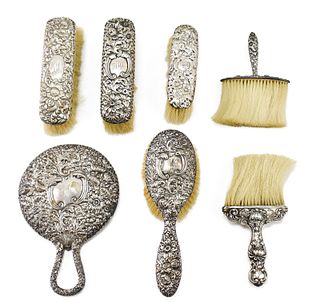 STERLING SILVER BRUSHES & MIRROR