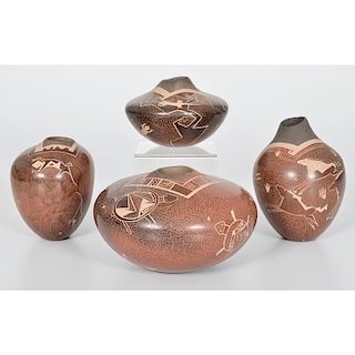 Dusty Naranjo (Santa Clara, b. 1968) Sgraffito Pottery Jars