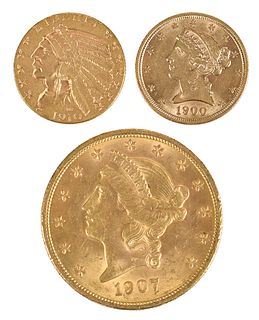 Group of Three United States Gold Coins 
