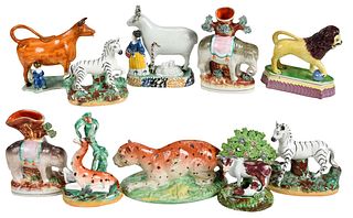 Ten Staffordshire Ceramic Animals