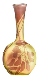 Small Galle Cameo Glass Iris Vase