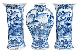Three Delft Blue and White Vases