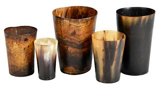 Five Assorted Horn Cups