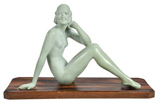 French Art Deco Ceramic Nude Female Figure