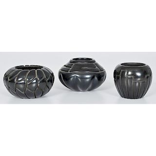 Anita Suazo (Santa Clara, b. 1937) Blackware Pottery Jars PLUS