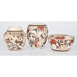 Joy Navasie (Hopi,1919-2012) and Marianne Navasie (Hopi, 1951-2007) Polychrome Pottery Jars