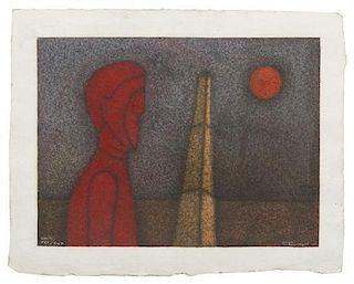 Rufino Tamayo, (Mexican, 1899-1991), Figura en rojo, 1989