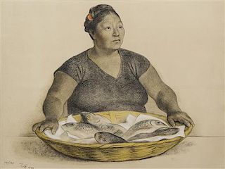 Francisco Zuniga, (Mexican, 1912-1998), Mujer con pez, 1980