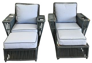 Pair of Rattan Bielecky Brothers "Nantucket" Outdoor Lounge Chairs