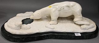 Carved Marble and Stone Sculpture of a Polar Bear