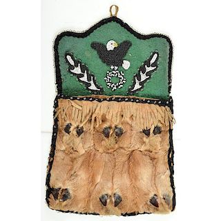 Athabaskan Beaded Moose Hide Wall Pocket, From the Collection of Jan Sorgenfrei, Ohio