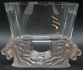 Lalique Crystal "Venice" Lion Vase
