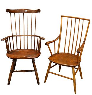 Two Windsor Armchairs having Knuckle Arms