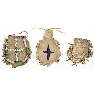 Northern Plains Beaded Hide Pouches, From the Collection of Jan Sorgenfrei, Ohio