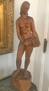 WPA Wood Carved  Sculpture 1932 B.E.S Wallein