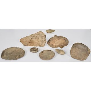 Flint Hoes, Plummets, Discodial, and Stone "Pot Covers", Deaccessioned from a Private New York State Historical Society