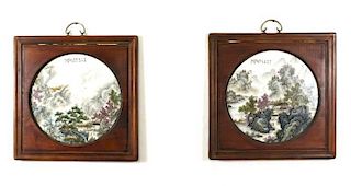 Pair of Chinese Hand Painted Porcelain Panels
