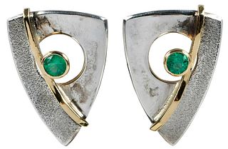 18kt. Emerald and Sterling Earrings