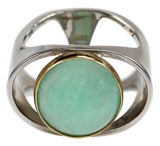18kt. Emerald and Sterling Ring 