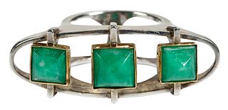 18kt. Emerald and Sterling Ring