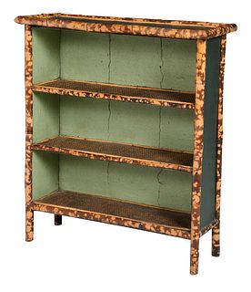 Victorian Bamboo and Green Painted Bookshelf