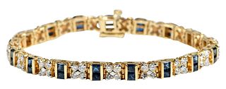 14kt. Blue Sapphire and Diamond Bracelet 
