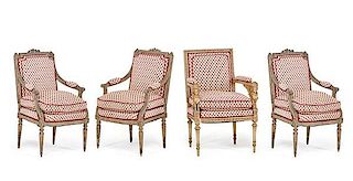 SET OF FOUR ASSOCIATED ARMCHAIRS