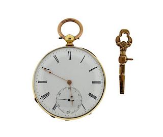 Tobias 18k Gold Key Wind Pocket Watch