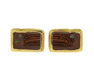 Vintage 18K Gold Boulder Opal Cufflinks