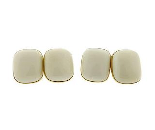 Trianon 18K Gold White Stone Cufflinks