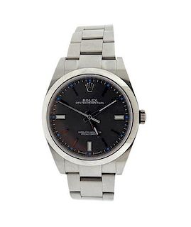 Rolex Oyster Perpetual Dark Rhodium Steel Watch 114300