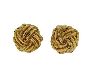 Tiffany & Co Schlumberger 18K Gold Woven Knot Cufflinks