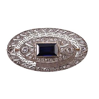 Edwardian Antique Filigree Platinum Gold Diamond Brooch Pin
