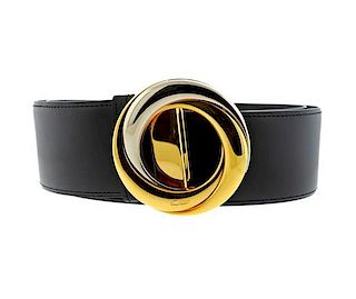 Cartier Trinity Gold Tone Black Leather Belt