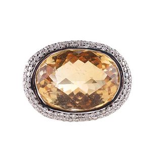 18k Gold Citrine Diamond Ring