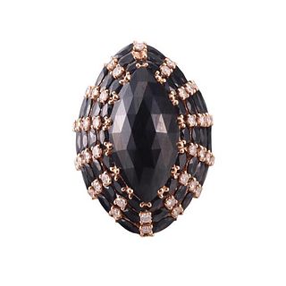 18k Rose Gold Onyx Diamond Cocktail Ring