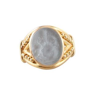 Elizabeth Locke 19k Gold Venetian Glass Intaglio Ring